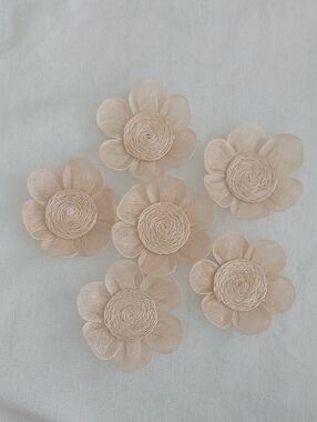 Vintage Woven Abaca Fiber and Sinamay Flower Coasters - Set of 6 NWOT